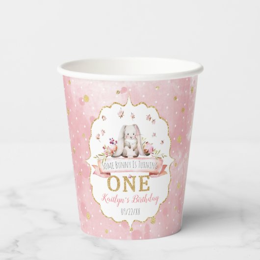 Gobelets En Papier Un lapin devient un 1er anniversaire (Verso)