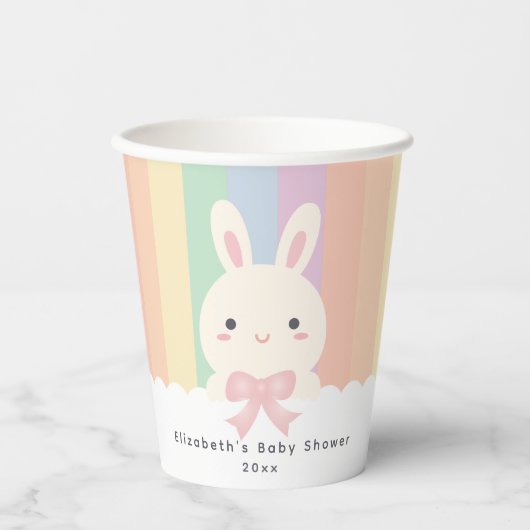 Gobelets En Papier Un lapin est sur le chemin Baby shower fille (Recto)