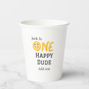 Gobelets En Papier Un mec heureux 1er joyeux Anniversaire souriant ja