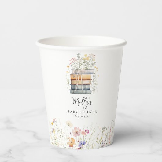 Gobelets En Papier Un Nouveau Chapitre Commence Le Baby shower Thème (Verso)