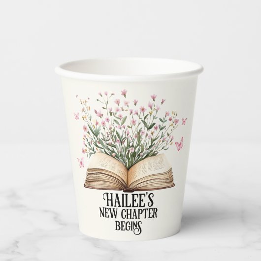 Gobelets En Papier Un nouveau chapitre personnalisé commence le Baby (Recto)