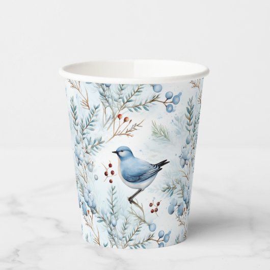 Gobelets En Papier Un oiseau dans un hiver froid - (Gauche)