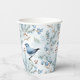 Gobelets En Papier Un oiseau dans un hiver froid -