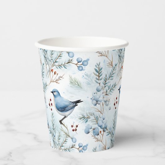 Gobelets En Papier Un oiseau dans un hiver froid - (Recto)