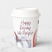 Gobelets En Papier Un petit anniversaire d'automne fleuri violet citr (Recto)