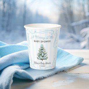 Gobelets En Papier Un petit arbre de Noël joyeux Baby Shower Bleu