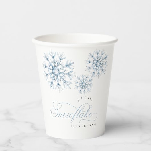 Gobelets En Papier Un petit Baby shower bleu Snowflake (Recto)