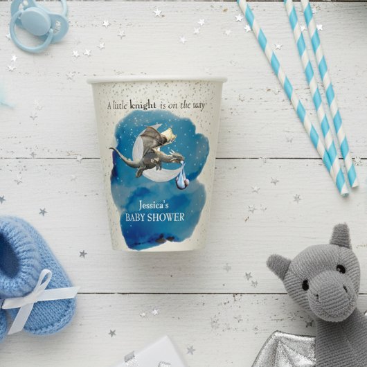Gobelets En Papier Un petit Baby shower de dragon de Chevalier