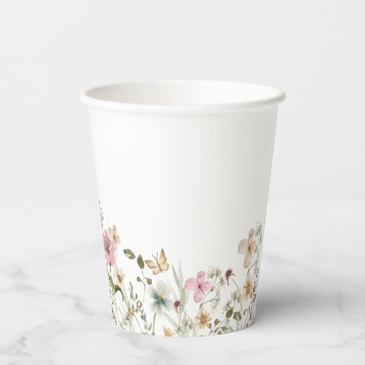 Gobelets En Papier Un petit Baby shower de fille Fleur sauvage (Verso)