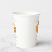 Gobelets En Papier Un petit Baby shower d'Halloween Citrouille Script (Droite)