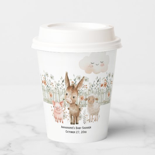 Gobelets En Papier Un Petit Baby shower Fermier | (Recto)