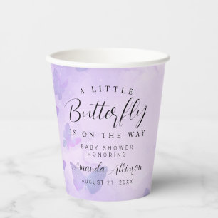 Gobelets En Papier Un petit Baby shower pourpre à papillon