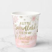 Gobelets En Papier Un petit Baby shower rose flocon (Recto)