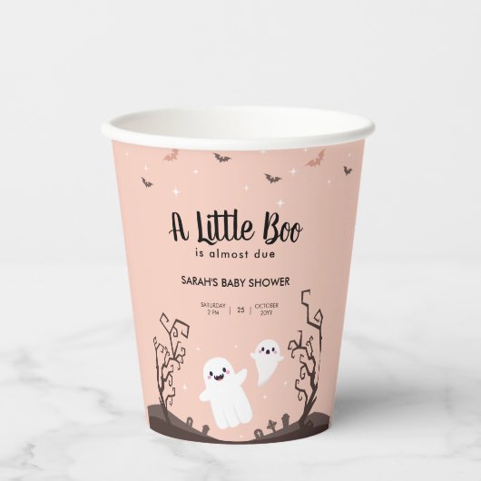 Gobelets En Papier Un Petit Boom Est Presque Un Fantôme De Baby showe (Recto)