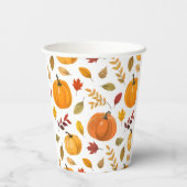 Gobelets En Papier Un Petit Citrouille Automne Baby shower Floral Aut (Verso)