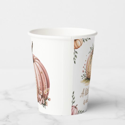 Gobelets En Papier Un Petit Citrouille Est En Chemin De Baby shower (Droite)