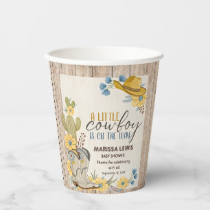 Gobelets En Papier Un Petit Cow-boy Est En Chemin Bleu Yellow Western