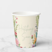 Gobelets En Papier Un Petit Dinosaure Mignonne Se Trouve Sur Le Chemi (Verso)