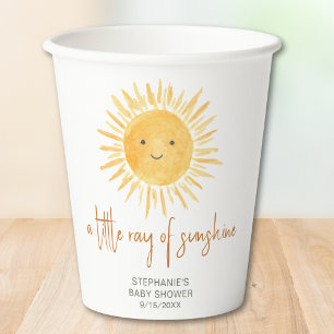 Gobelets En Papier Un Petit Rayon De Baby shower Soleil