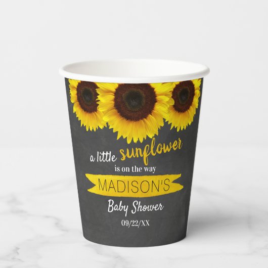 Gobelets En Papier Un Petit Tournesol Est En Route ! Baby shower (Verso)