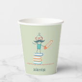 Gobelets En Papier Un scientifique debout sur les livres (Recto)