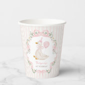 Gobelets En Papier Un sot oie rose Bow Floral 1er anniversaire (Recto)