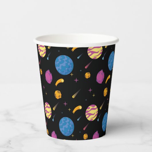 Gobelets En Papier Un Vaisseau Voyageant À Travers La Galaxie (Verso)