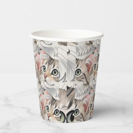 Gobelets En Papier Une aquarelle American Curl, chat (Droite)