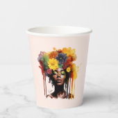 Gobelets En Papier Une femme afro-américaine avec les cheveux d'afro- (Verso)