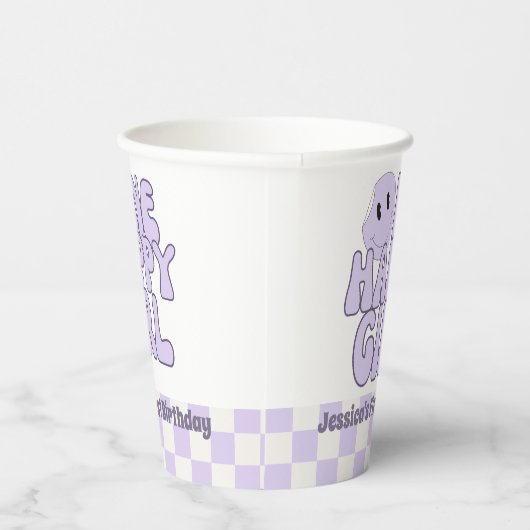 Gobelets En Papier Une fille heureuse premier anniversaire rose (Droite)