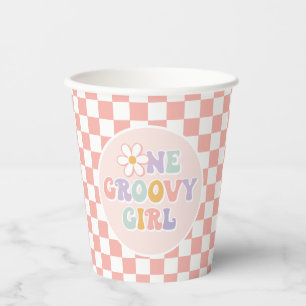 Gobelets En Papier Une fille Super Pink Daisy Checker