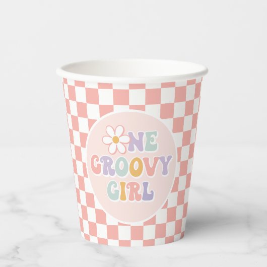 Gobelets En Papier Une fille Super Pink Daisy Checker (Recto)