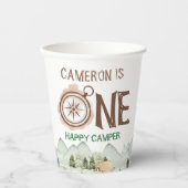 Gobelets En Papier Une joyeuse Camper Mountains 1ère fête d'anniversa (Recto)