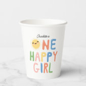 Gobelets En Papier Une joyeuse fille Invitation d'anniversaire 1er An (Verso)