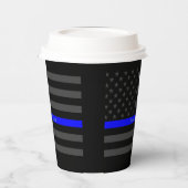 Gobelets En Papier Une Ligne Bleue Mince US Drapeau Votre Propre Pers (Gauche)
