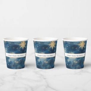 Gobelets En Papier Une Nuit sous les Étoiles Mariage Bleu Céleste