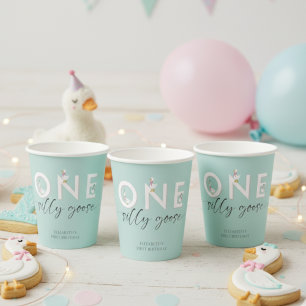 Gobelets En Papier Une oie bête 1er anniversaire mignonne