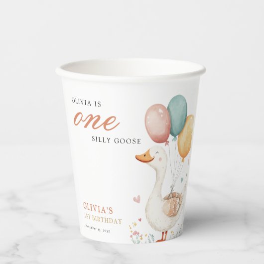 Gobelets En Papier Une oie sotte 1ère fête d'anniversaire (Recto)