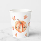 Gobelets En Papier Une Petite Aquarelle Citrouille Halloween automne (Verso)