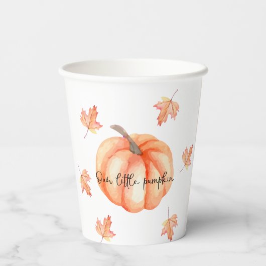 Gobelets En Papier Une Petite Aquarelle Citrouille Halloween automne (Verso)