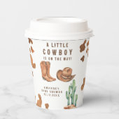 Gobelets En Papier Une petite cowboy arrive Bébé Shower (Recto)