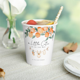 Gobelets En Papier Une petite mignonne Orange Citrus Baby Shower