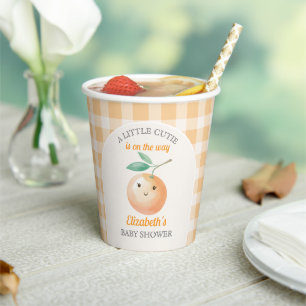 Gobelets En Papier Une petite mignonne orange gingham citrouille Baby