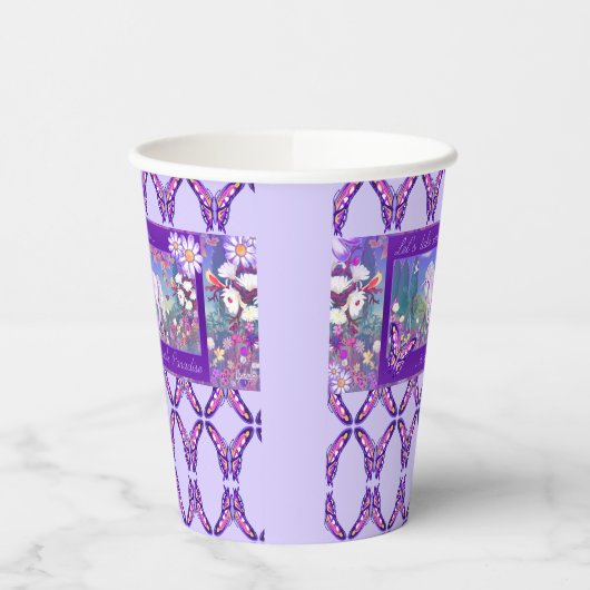 Gobelets En Papier Une serviette paradisiaque violette (Gauche)