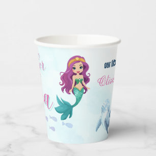 Gobelets En Papier Une sirène pourpre de mer 1ère fille anniversaire
