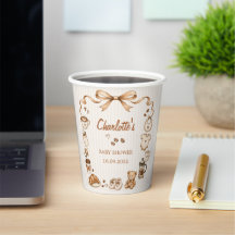 Une tasse en papier pour Baby Shower à thème café