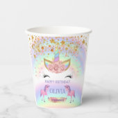 Gobelets En Papier Unicorn fête Rainbow 1er Anniversaire whimsday gir (Recto)