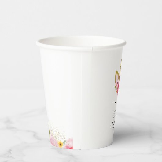 Gobelets En Papier Unicorn Pink Gold fête d'anniversaire  (Droite)