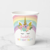 Gobelets En Papier Unicorn Rainbows fête d'anniversaire (Verso)