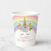 Gobelets En Papier Unicorn Rainbows fête d'anniversaire (Recto)